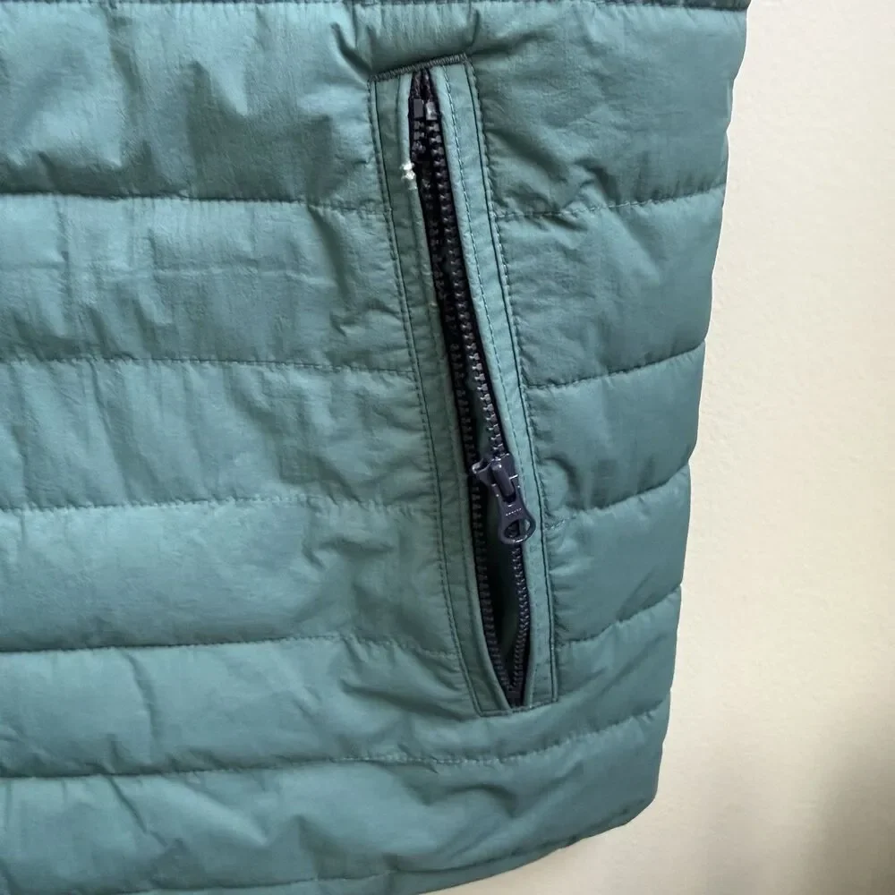 J. Crew Green Mens Performance Full Zip Quilted Puffer Vest Jacket Outdoors Sz M